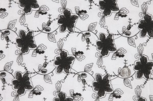Black & white embroidered linen