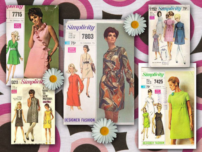 A search for "Simplicity patterns 1968" turned up these groovy dress patterns.
