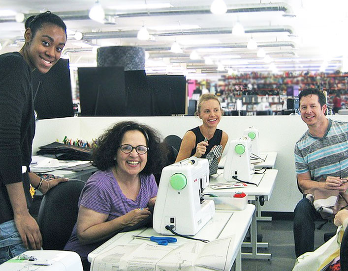 Why are these people smiling? Because taking sewing classes at Mood LA is so much fun! (Aren't you glad we didn't write "sew much fun"? We resisted the urge.)