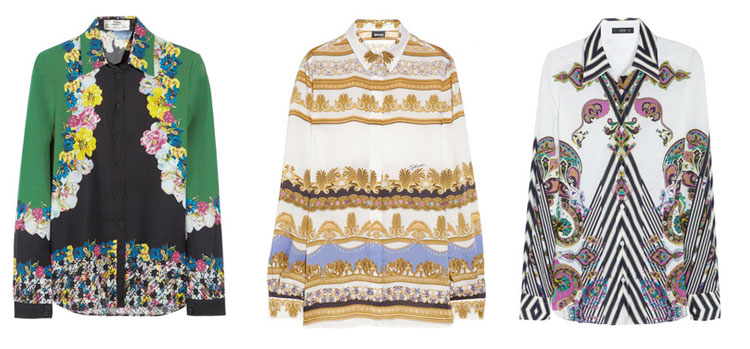 Inspiration: Boldly printed silk shirts by Erdem, Just Cavalli and Etro. Available at Net-a-Porter.