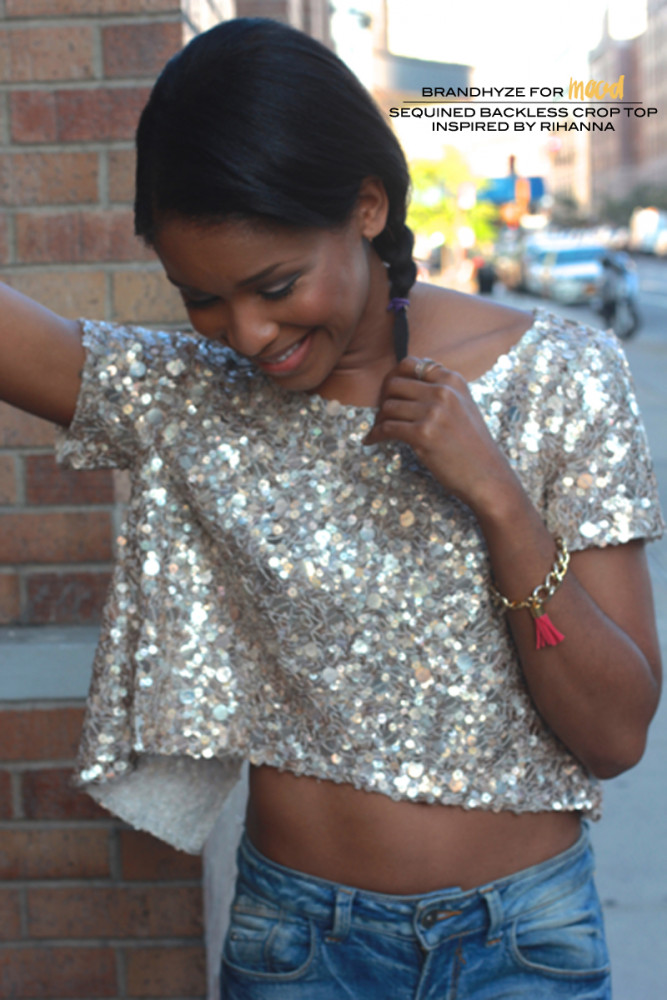 Sequined Backless Crop Top Inspired by Rihanna 1