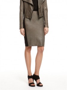 DKNY leather and ponte skirt