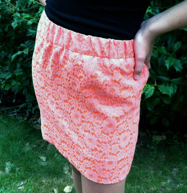 This is a skirt I made using a poly brocade by Marc Jacobs, also found at Mood NYC.