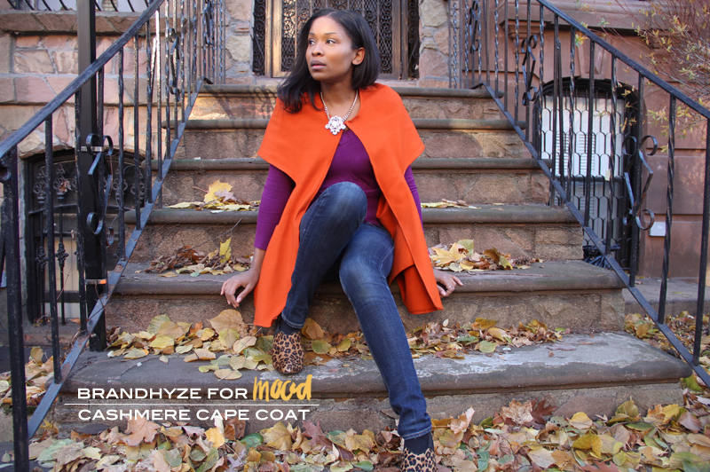 Cape coat made with cashmere from Mood Fabrics NYC.