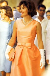 First Lady Jackie Kennedy in a silk zibe(r)line dress by Oleg Cassini.  Photo: Art Rickerby/Time Life Pictures/Getty Images