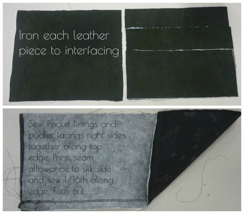 Add interfacing to leather for stability, be careful when ironing.