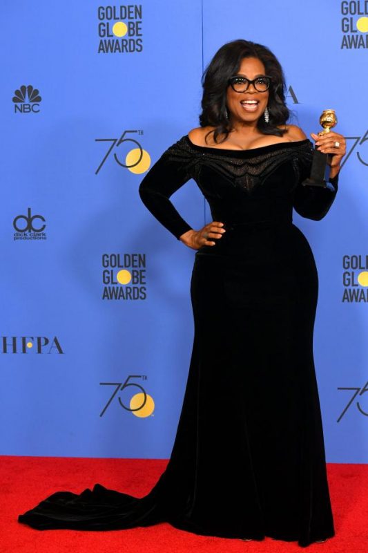 Oprah Winfrey wearing a custom-made Atelier Versace Gown